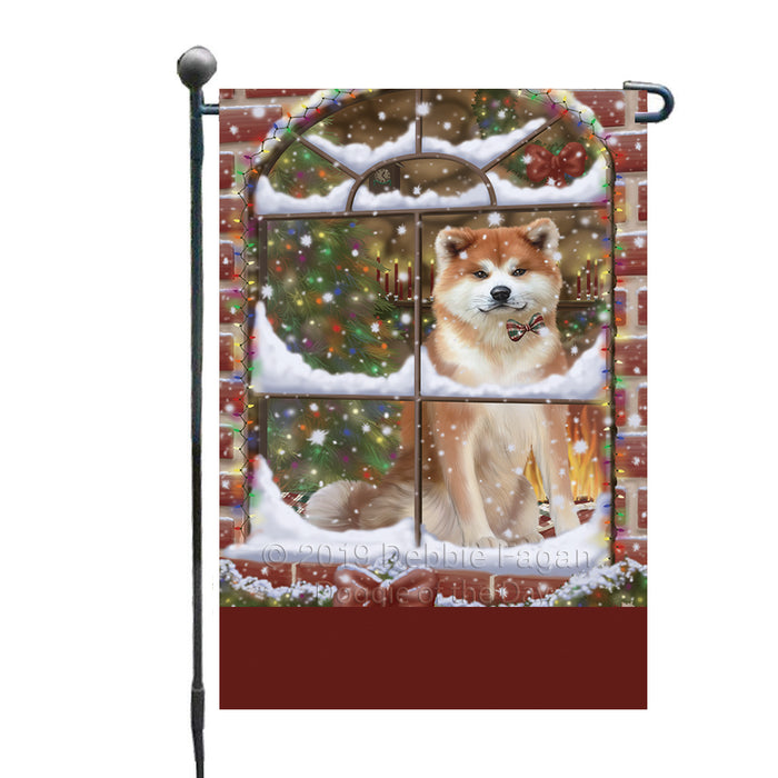 Personalized Please Come Home For Christmas Akita Dog Sitting In Window Custom Garden Flags GFLG-DOTD-A60104