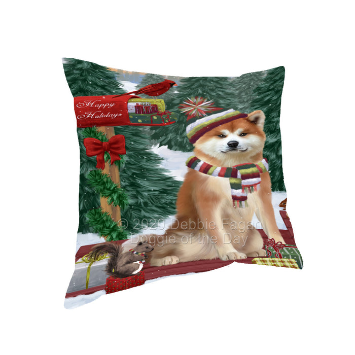 Christmas Woodland Sled Akita Dog Pillow with Top Quality High-Resolution Images - Ultra Soft Pet Pillows for Sleeping - Reversible & Comfort - Ideal Gift for Dog Lover - Cushion for Sofa Couch Bed - 100% Polyester, PILA93427