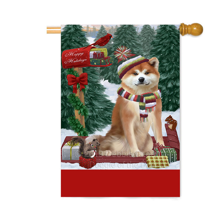 Personalized Merry Christmas Woodland Sled Akita Dog Custom House Flag FLG-DOTD-A61516