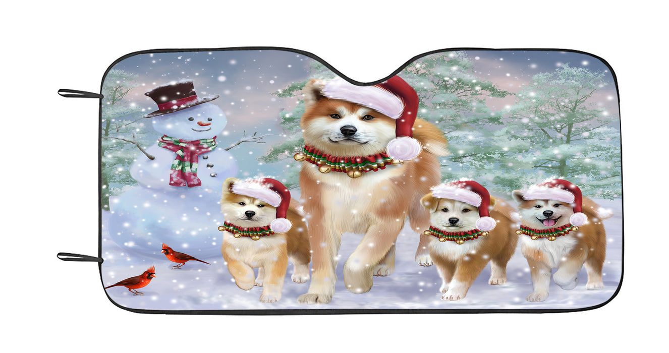 Christmas Running Family Akita Dogs Car Sun Shade