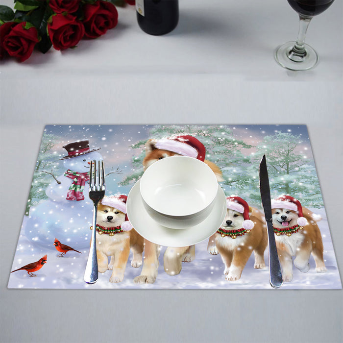 Christmas Running Fammily Akita Dogs Placemat