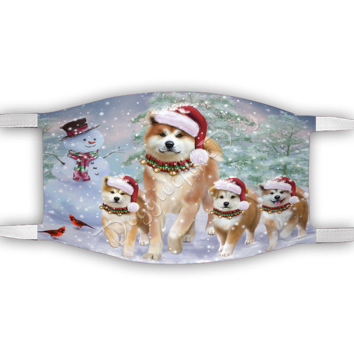 Christmas Running Fammily Akita Dogs Face Mask FM48688