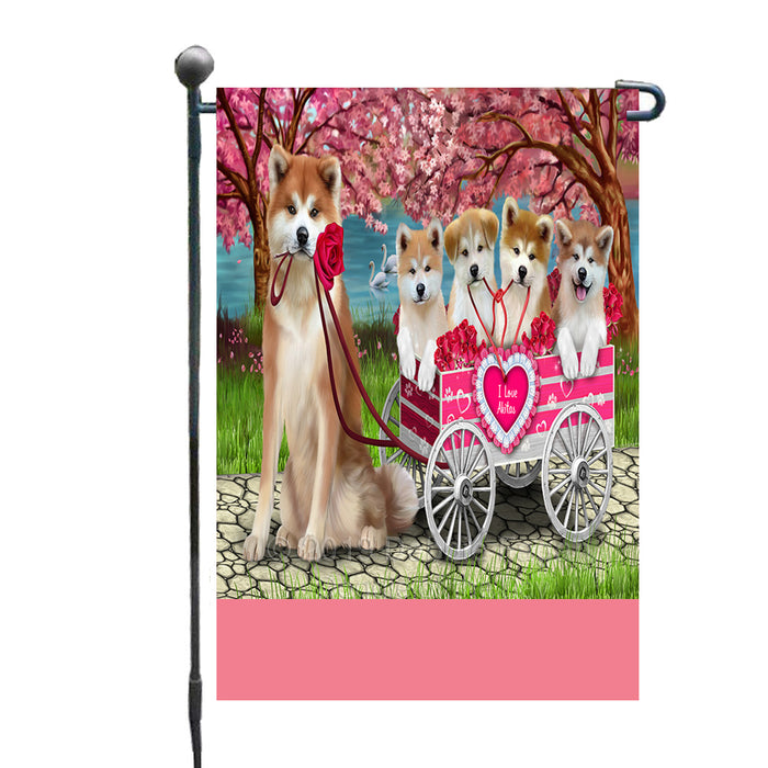 Personalized I Love Akita Dogs in a Cart Custom Garden Flags GFLG-DOTD-A62118