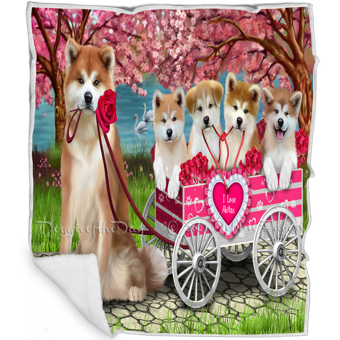I Love Akitas Dog Cat in a Cart Blanket BLNKT82020