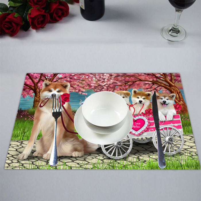 I Love Akita Dogs in a Cart Placemat