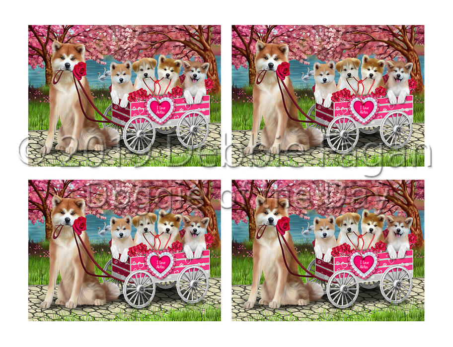 I Love Akita Dogs in a Cart Placemat