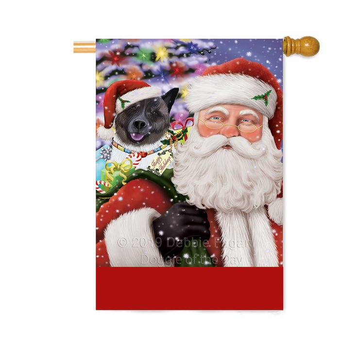 Personalized Santa Carrying Akita Dog and Christmas Presents Custom House Flag FLG-DOTD-A63378