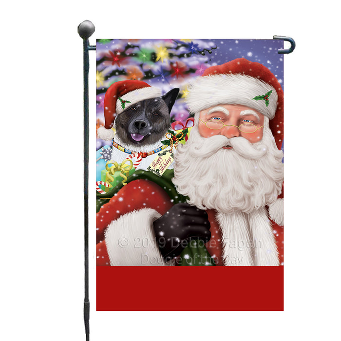 Personalized Santa Carrying Akita Dog and Christmas Presents Custom Garden Flag GFLG63687