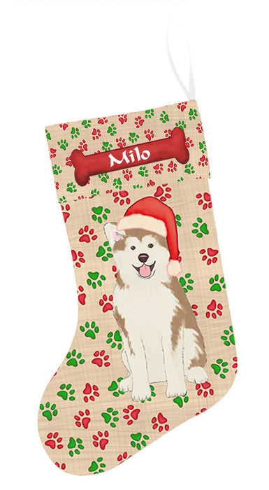 Pet Name Personalized Christmas Paw Print Akita Dogs Stocking
