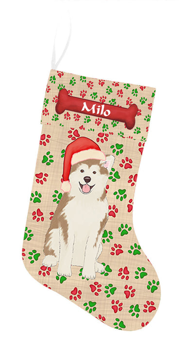 Pet Name Personalized Christmas Paw Print Akita Dogs Stocking