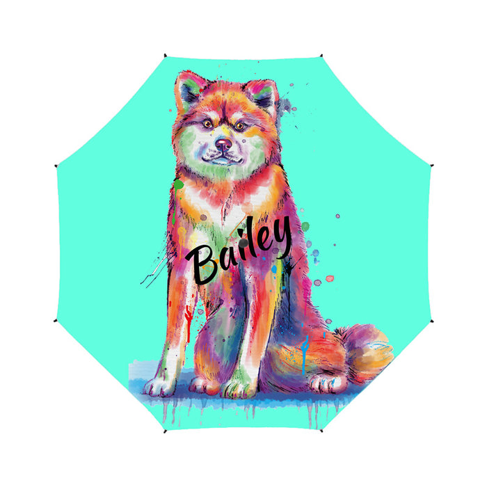 Custom Pet Name Personalized Watercolor Akita DogSemi-Automatic Foldable Umbrella