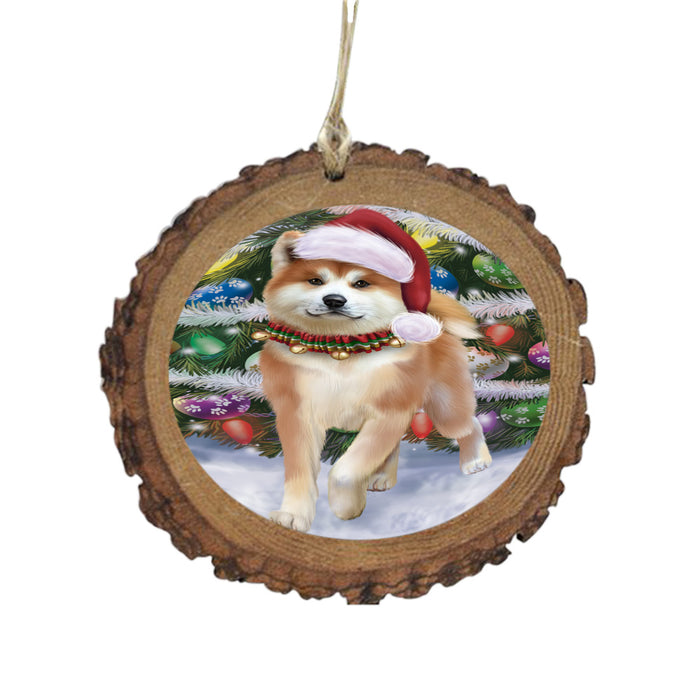 Trotting in the Snow Akita Dog Wooden Christmas Ornament WOR49418