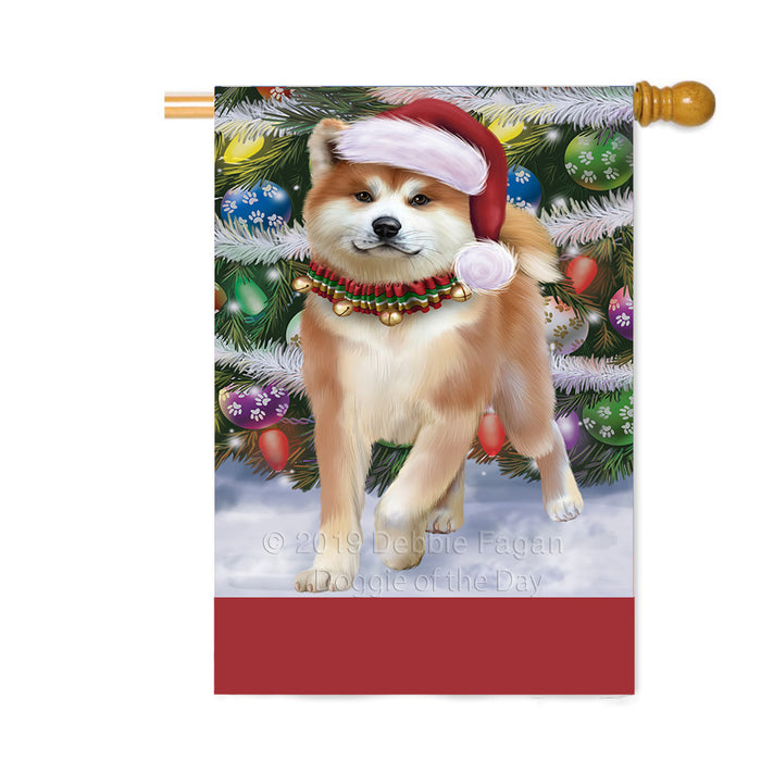 Personalized Trotting in the Snow Akita Dog Custom House Flag FLG-DOTD-A60706