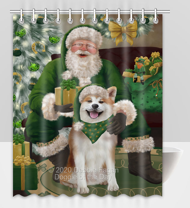 Christmas Irish Santa with Gift and Akita Dog Shower Curtain Bathroom Accessories Decor Bath Tub Screens SC105