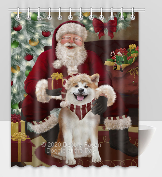 Santa's Christmas Surprise Akita Dog Shower Curtain Bathroom Accessories Decor Bath Tub Screens SC203