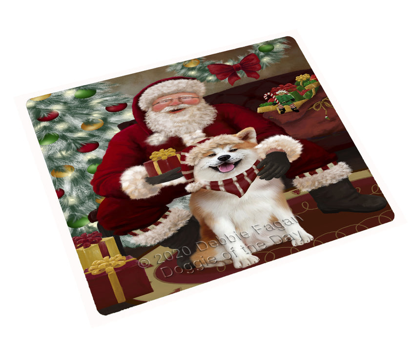 Santa's Christmas Surprise Akita Dog Cutting Board - Easy Grip Non-Slip Dishwasher Safe Chopping Board Vegetables C78532