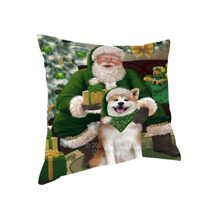 Christmas Irish Santa with Gift and Airedale Dog Pillow PIL86660