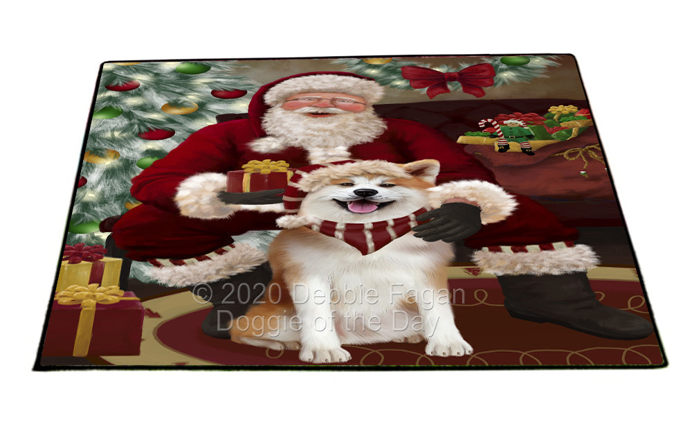Santa's Christmas Surprise Akita Dog Indoor/Outdoor Welcome Floormat - Premium Quality Washable Anti-Slip Doormat Rug FLMS57352