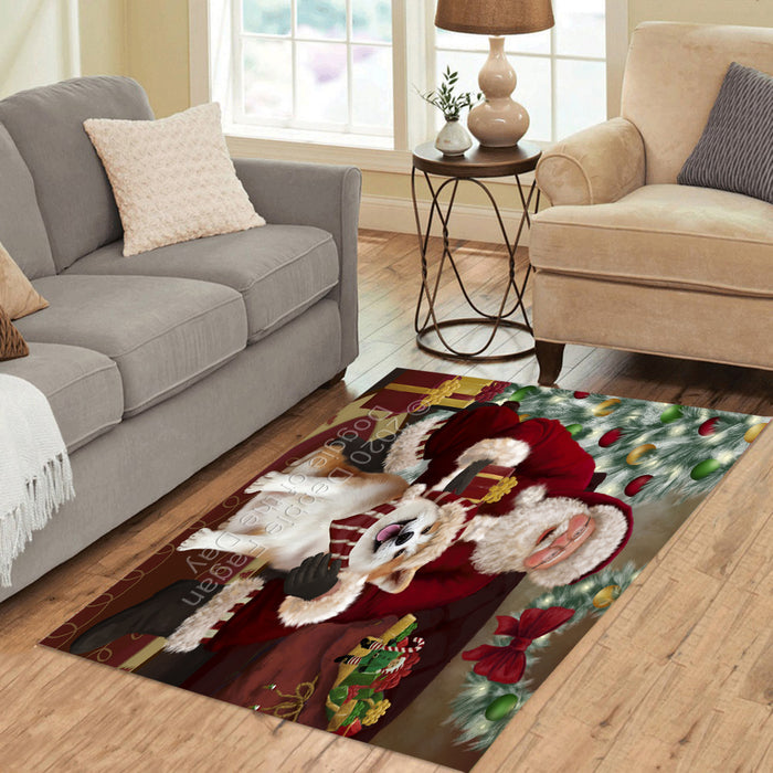 Santa's Christmas Surprise Akita Dog Polyester Living Room Carpet Area Rug ARUG67307