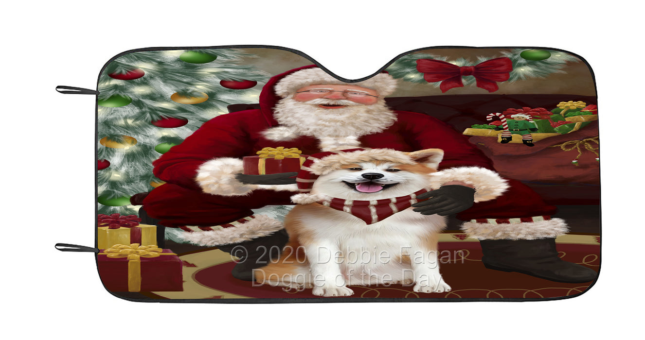 Santa's Christmas Surprise Akita Dog Car Sun Shade Cover Curtain