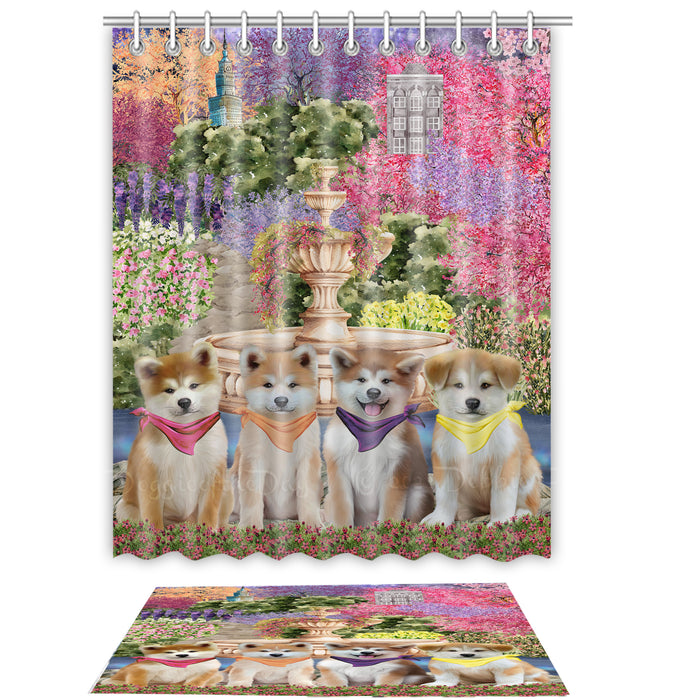 Akita Shower Curtain & Bath Mat Set: Explore a Variety of Designs, Custom, Personalized, Curtains with hooks and Rug Bathroom Decor, Gift for Dog and Pet Lovers