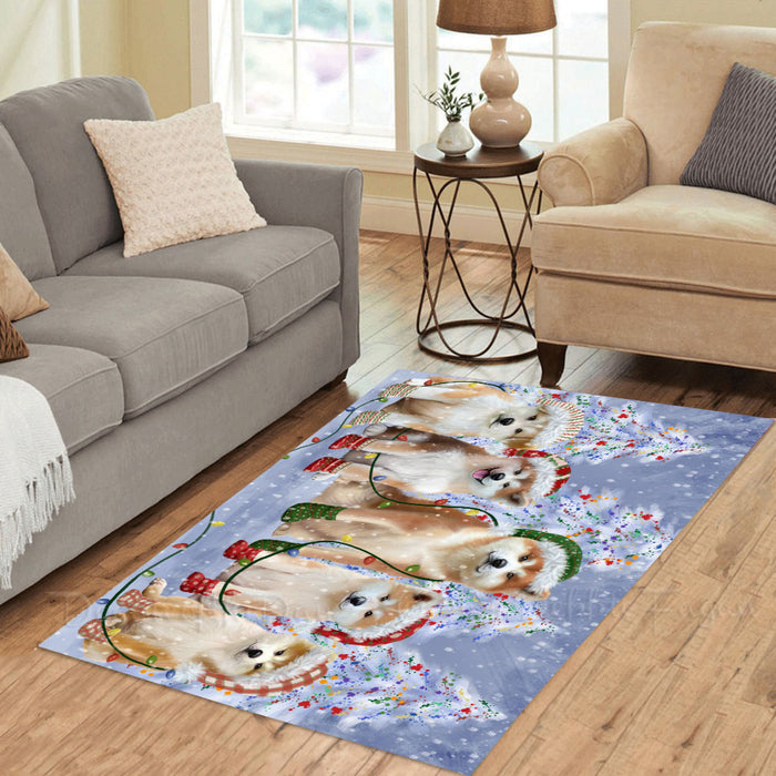 Christmas Lights and Akita Dogs Area Rug - Ultra Soft Cute Pet Printed Unique Style Floor Living Room Carpet Decorative Rug for Indoor Gift for Pet Lovers