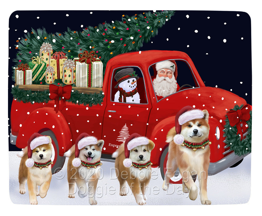 Christmas Express Delivery Red Truck Running Akita Dogs Blanket BLNKT141653