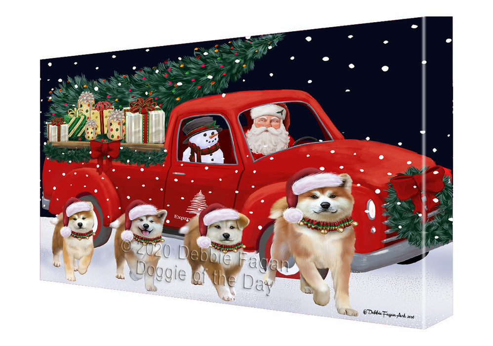 Christmas Express Delivery Red Truck Running Akita Dogs Canvas Print Wall Art Décor CVS145790