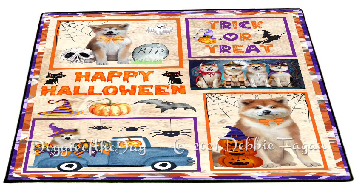 Happy Halloween Trick or Treat Akita Dogs Indoor/Outdoor Welcome Floormat - Premium Quality Washable Anti-Slip Doormat Rug FLMS57961