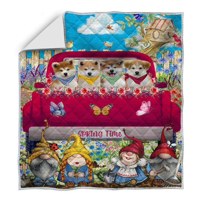 Akita Bed Quilt, Explore a Variety of Designs, Personalized, Custom, Bedding Coverlet Quilted, Pet and Dog Lovers Gift