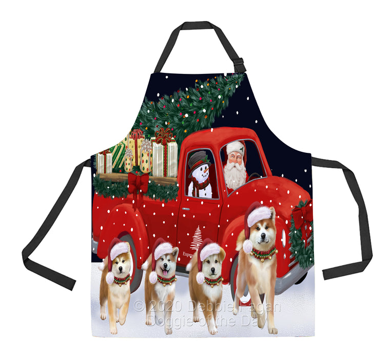 Christmas Express Delivery Red Truck Running Akita Dogs Apron Apron-48093