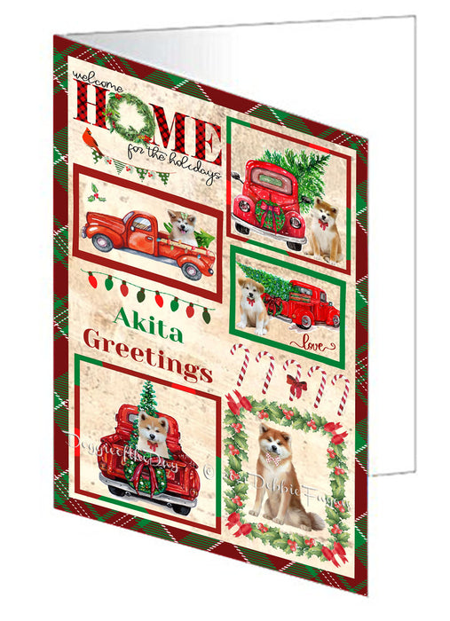 Welcome Home for Christmas Holidays Akita Dogs Handmade Artwork Assorted Pets Greeting Cards and Note Cards with Envelopes for All Occasions and Holiday Seasons GCD76043