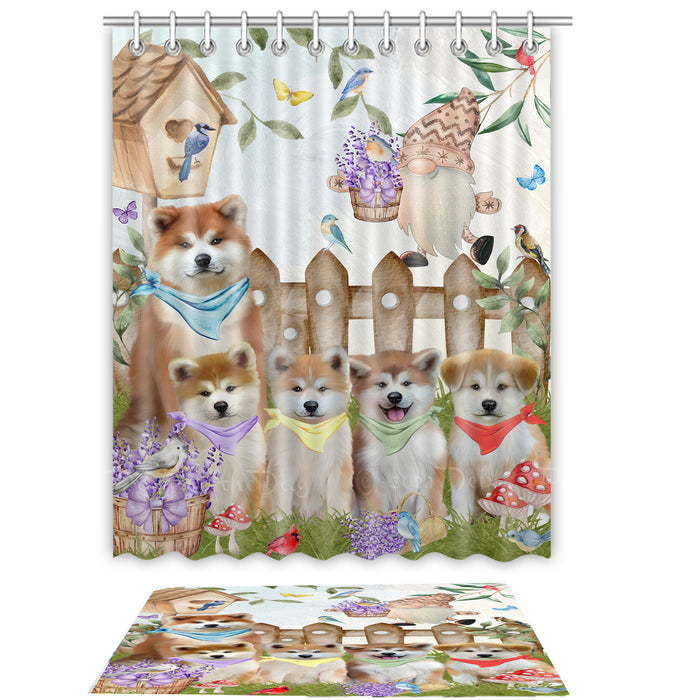 Akita Shower Curtain & Bath Mat Set, Bathroom Decor Curtains with hooks and Rug, Explore a Variety of Designs, Personalized, Custom, Dog Lover's Gifts