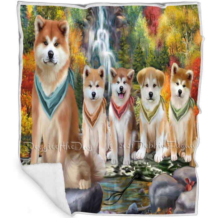 Scenic Waterfall Akita Dogs Blanket BLNKT62526
