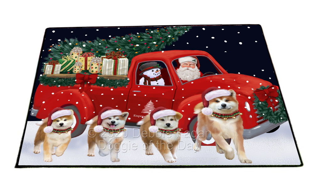 Christmas Express Delivery Red Truck Running Akita Dogs Indoor/Outdoor Welcome Floormat - Premium Quality Washable Anti-Slip Doormat Rug FLMS56524