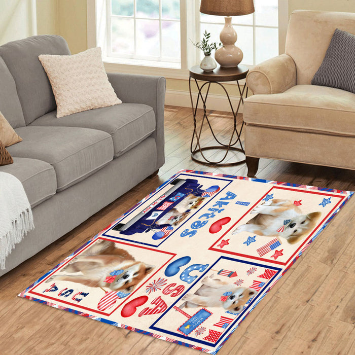 4th of July Independence Day I Love USA Akita Dogs Area Rug - Ultra Soft Cute Pet Printed Unique Style Floor Living Room Carpet Decorative Rug for Indoor Gift for Pet Lovers