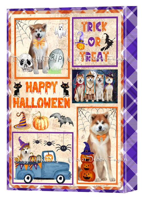 Happy Halloween Trick or Treat Akita Dogs Canvas Wall Art Decor - Premium Quality Canvas Wall Art for Living Room Bedroom Home Office Decor Ready to Hang CVS150110