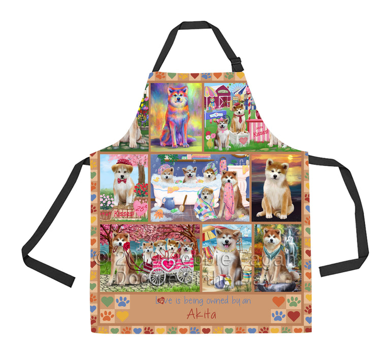 Love is Being Owned Akita Dog Beige Apron