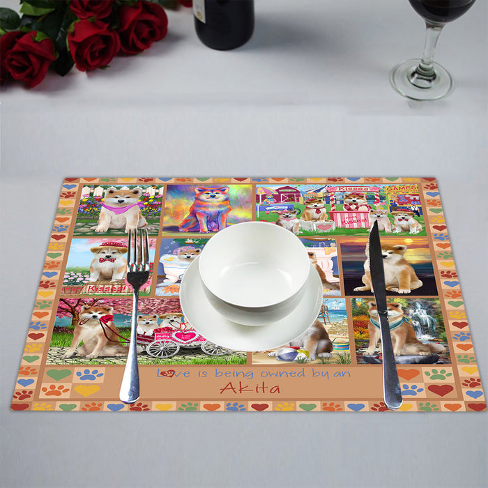 Love is Being Owned Akita Dog Beige Placemat