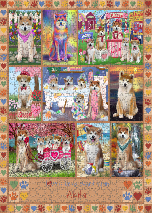 Love is Being Owned Akita Dog Beige Puzzle with Photo Tin PUZL98156