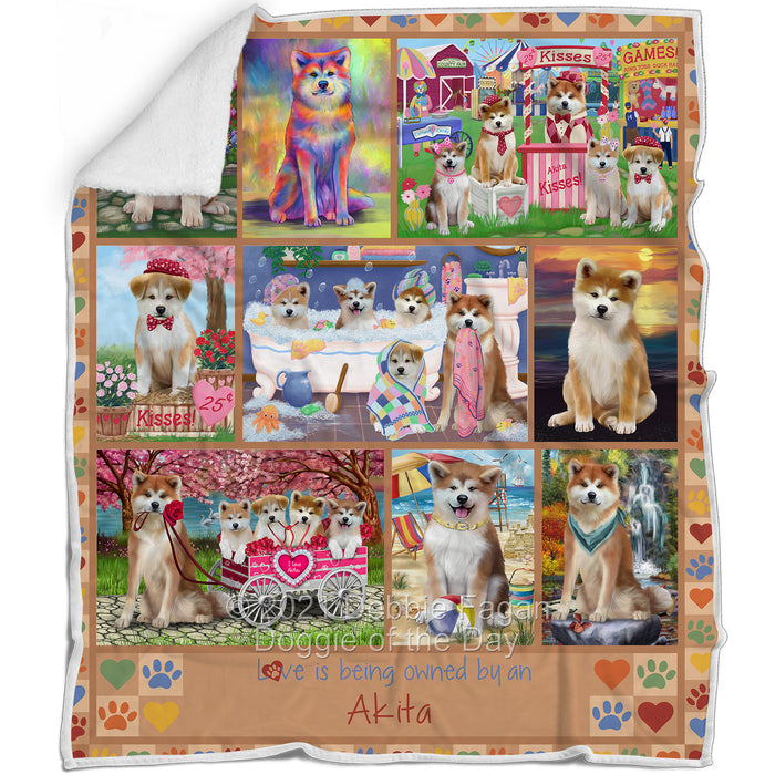 Love is Being Owned Akita Dog Beige Blanket BLNKT136812
