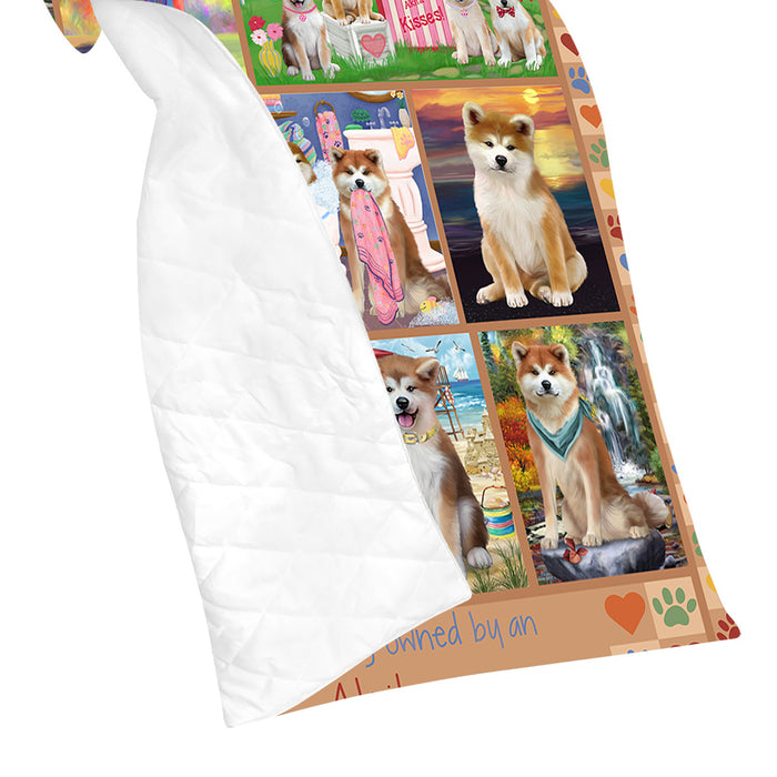 Love is Being Owned Akita Dog Beige Quilt