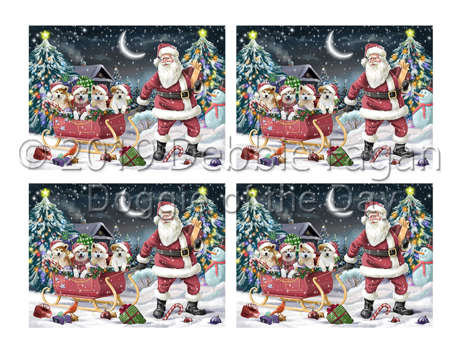 Santa Sled Dogs Christmas Happy Holidays Akita Dogs Placemat