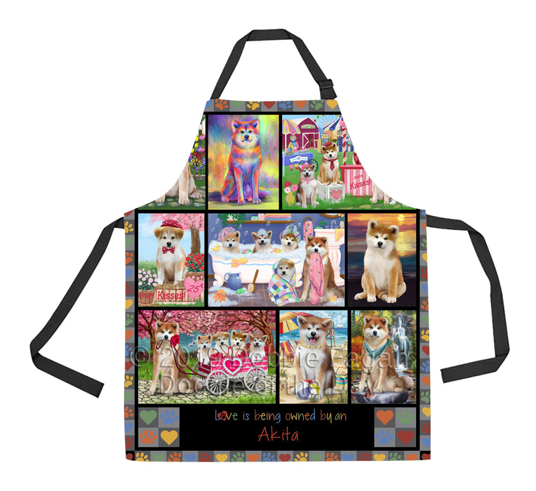 Love is Being Owned Akita Dog Grey Apron