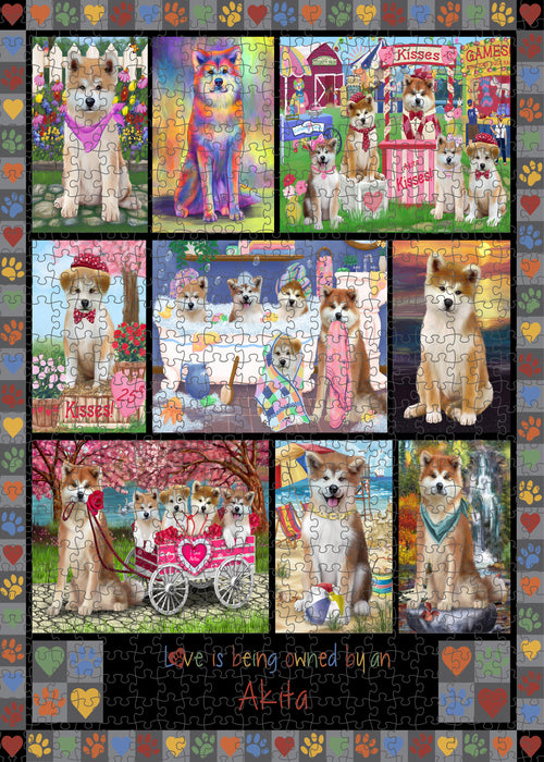 Love is Being Owned Akita Dog Grey Puzzle with Photo Tin PUZL98160