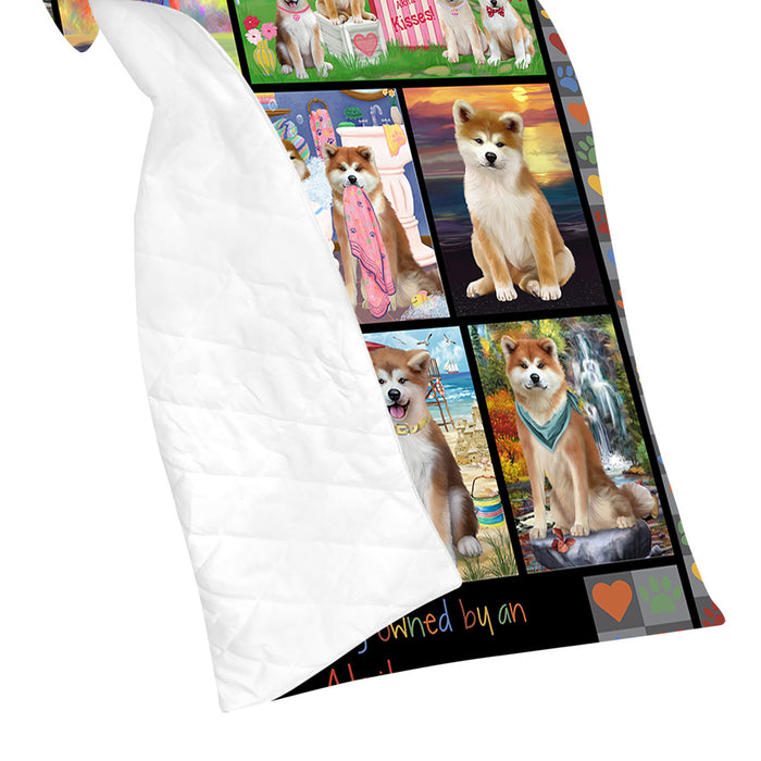 Love is Being Owned Akita Dog Grey Quilt