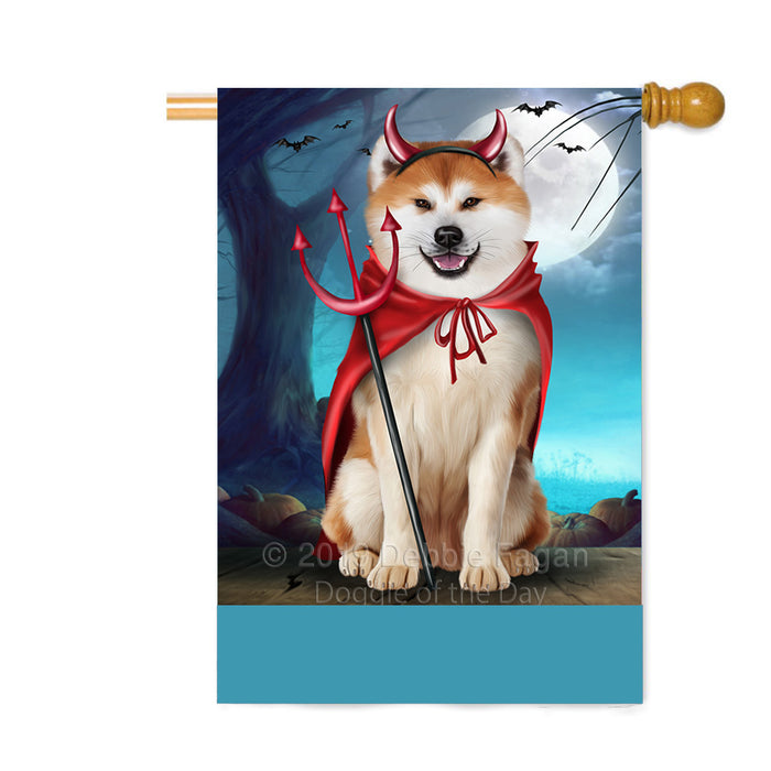 Personalized Happy Halloween Trick or Treat Akita Dog Devil Custom House Flag FLG64138