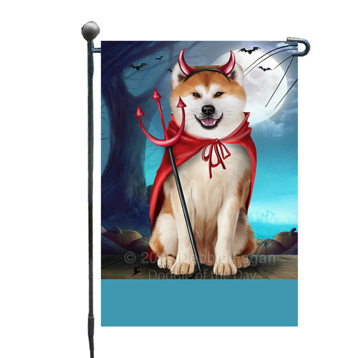 Personalized Happy Halloween Trick or Treat Akita Dog Devil Custom Garden Flag GFLG64447