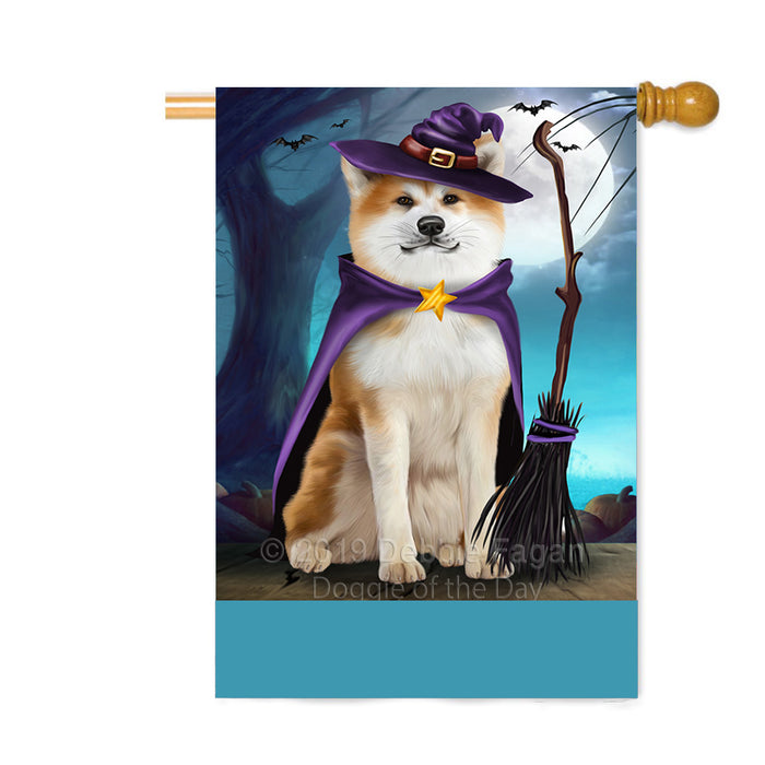 Personalized Happy Halloween Trick or Treat Akita Dog Witch Custom House Flag FLG64248