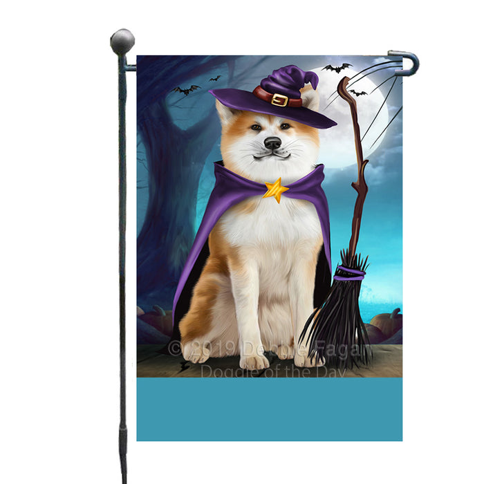 Personalized Happy Halloween Trick or Treat Akita Dog Witch Custom Garden Flag GFLG64557